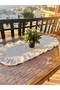 Natural Raw Linen Ruffled Oval Runner 30X80 cm Vintage - 6