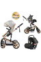 Teknum 3In1 Pram Stroller + Car Seat-Grey - 3