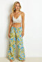 Women's Green Palozzo Patterned Linen Trousers K1250 - 3