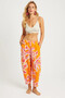 Women's Orange Patterned Linen Shalwar Trousers K1253