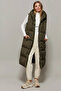 Women's Khaki Long Inflatable Vest Daf05