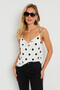 Women's Degaje Collar Polka Dot Blouse White-Black LPP1255 - 5