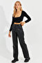 Women's Black Velcro Leather Trousers ELA3088 - 2
