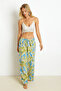 Women's Green Palozzo Patterned Linen Trousers K1250 - 4