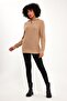 Zipped Fisherman Collar Beige Sleeves Sweater (E22-18121) - 2