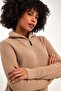 Zipped Fisherman Collar Beige Sleeves Sweater (E22-18121) - 5