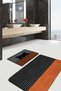 Orange Colored Black Striped Cat Designed 2-Piece Non-Slip Base Washable Bath Mat Set - 3