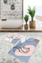 Blue-Powder Abstract Female Silhouette Modern 2-Piece Non-Slip Base Washable Bath Mat Set - 3
