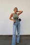 Women's Water Green Halter Neck Seamless Bodysuit Bodysuit Snap Fastener Body Full Lycra Crew Neck Bodysuit - 4
