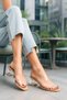 Daily Women's Slippers Double Striped Banded Beige Sole Thick Transparent Heeled Evening Dress Shoes 105 - 3