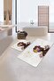 Black Women's Motif 2-Piece Kitchen Carpet Set with Marble Floor - Bathroom Mat Set - 3