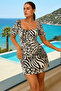 Women's Zebra Print Black and White Short Sleeve Summer Dress – Comfortable Casual Mini Dress - 7