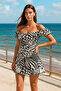 Women's Zebra Print Black and White Short Sleeve Summer Dress – Comfortable Casual Mini Dress - 2