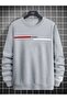سويت شيرت باريس مخطط - رمادي مطبوع كبير الحجم برقبة دائرية