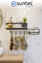 Adhesive Bathroom Shelf and Soap Dish Set with Hooks - Hanging Bathroom Organizer