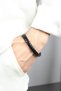 Stylish Men's Black Leather Bracelet with Magnet Clip Shiny Men's Wrist Accessory
