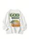سويت شيرت شتوي سميك من God Is Good - أبيض مطبوع كبير الحجم برقبة دائرية شتوية - 2