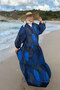 Women's Piece Patterned Dress Navy Blue