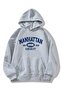 Manhattan Sweatshirt - Gray Printed Oversize Hoodie