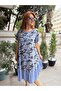 Italian Camouflage Dress Indigo Blue