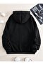 Unprinted Zippered Cardigan Sweatshirt - Black Oversize Winter Thick Hoodie - 2