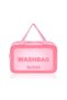 Transparent Travel Makeup Bag - Cosmetic Makeup Beach Sea Pool Bag Large Size Washbag Pink - 2