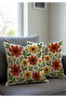 Punch Embroidery Look Digital Printed Set of 2 Throw Pillow Cases - Autumn Themed