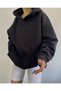 Dont Sweatshirt - Black Printed Oversize Winter Thick Hoodie - 2
