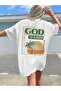 God Good Single Jersey T-Shirt - White Printed Oversize Crew Neck Short Sleeve T-Shirt