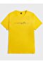Energetic Single Jersey T-Shirt - Yellow Printed Oversize Crew Neck Short Sleeve T-Shirt