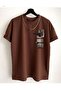 New Moment T-Shirt - Brown Printed Oversize Crew Neck Short Sleeve