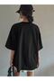 Journey Single Jersey T-shirt - Black Printed Oversize Crew Neck Short Sleeve T-Shirt - 5