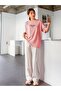 Thousand Single Jersey T-Shirt - Pink Printed Oversize Crew Neck Short Sleeve T-Shirt - 3