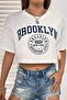 Brooklyn 1898 Adventure Printed Women's Crop White T-Shirt