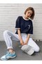 California Club Piece Single Jersey T-Shirt - Navy Blue White Oversize Crew Neck Short Sleeve T-Shirt - 5