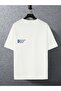 Unisex White Oversiz Still Follow Freedom Printed Knitted T-Shirt - 4
