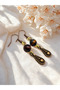 Amethyst & Tiger Eye Natural Stone 2-Piece Earring Set with Dangle - Ornate - 5 cm - Baklava Drop Apparatus - 5