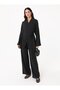 Modal Fabric Side Tie Detail Kimono & Pants Two-Piece Set - Black -