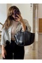 Women's Black Double Handle Strap Tote Shopper Bag with Puppy Bag Medium Size Hand and Shoulder Bag Berlin - 5