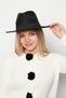 Women's Black Wide Brim Hat - Gold Color Buttons, Black Band, Stylish and Modern Design Spk1145 - 5
