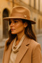Stylish Camel Wide Brim Elegant Panama Trilby Cap - Quality and Stylish Accessory Spk1145