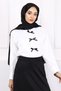 Ecru Bow Satin Shirt - 3