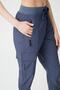 Women's Anthracite Cargo Pocket Jogger Pants with Elastic Waist and Legs Cargo - 3