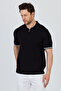 Toledo Men's Black-White Cotton Blend Self-Striped Slim Fit Polo Neck Knitwear T-Shirt - 6