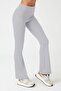 Women's Gray High Waist Smoothing Double Pocket Flared Leg Tights Bootcut - 2