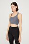 Anthracite Lightly Supported Covered Sports Bra with Back Detail Crisscross - 2