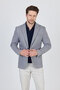 Feniks Men's Dark Navy Blue Half Liner Bag Pocket Cotton Blended Lycra Slimfit Sports Blazer Jacket