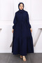 Navy Blue Waist Tie Lace Dress