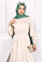Beige Waist Elastic Pocket Gabardine Dress - 3