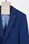 Bortolo Men's Cobalt Blue Knitted Stretching Lycra Mono Collar Slim Fit Sports Blazer Jacket - 2
